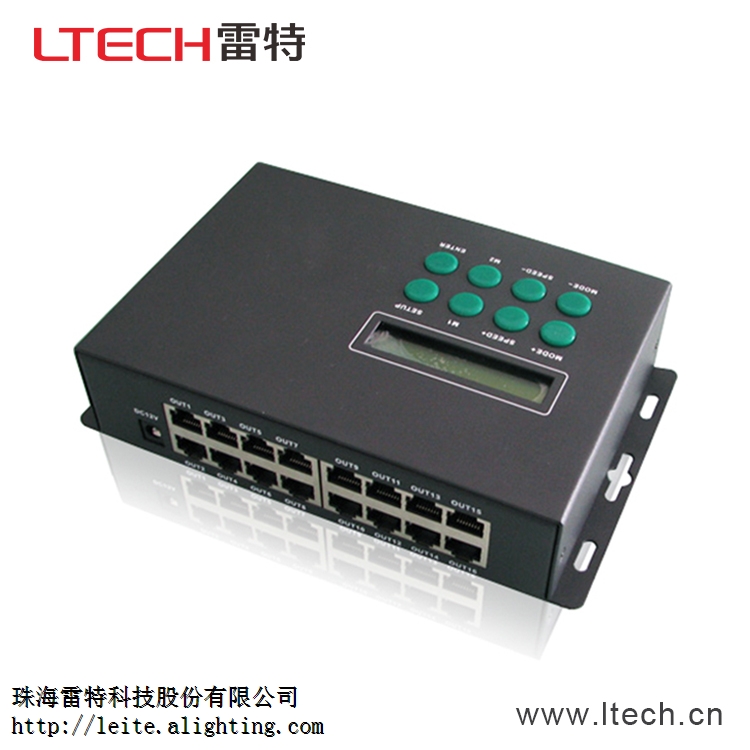 雷特LED DMX512主控600S兼容全彩SPI主控DMX170像素×16路SPI 1920×16
