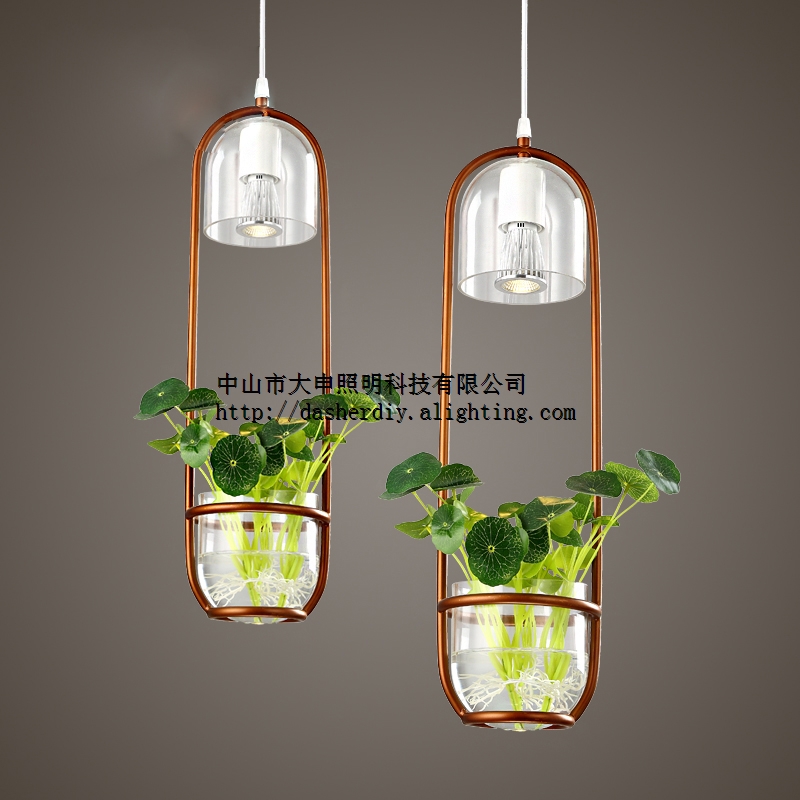 大申 创意吧台植物吊灯 简约玻璃 