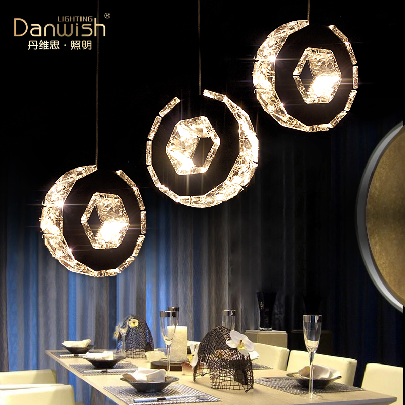 拼单餐厅灯LED水晶吊线浪漫温馨吧台灯个性圆形现代简约