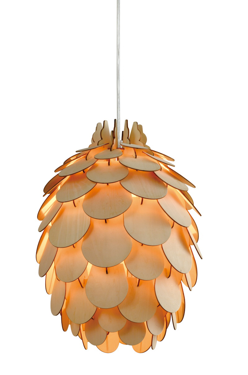 pine cone wooden hanging lamp
