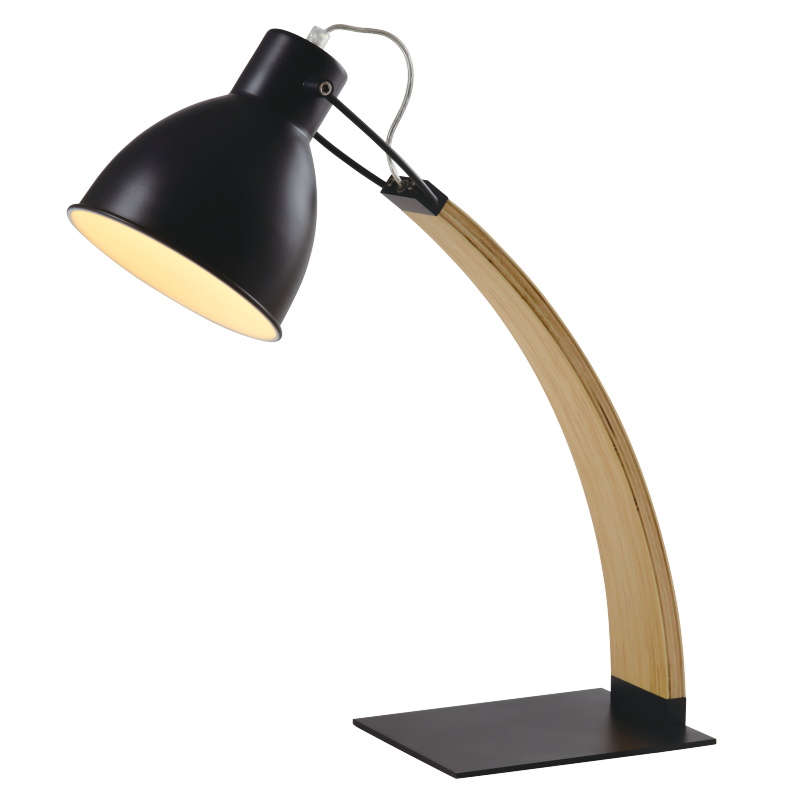 metal shade+wooden base table lamp