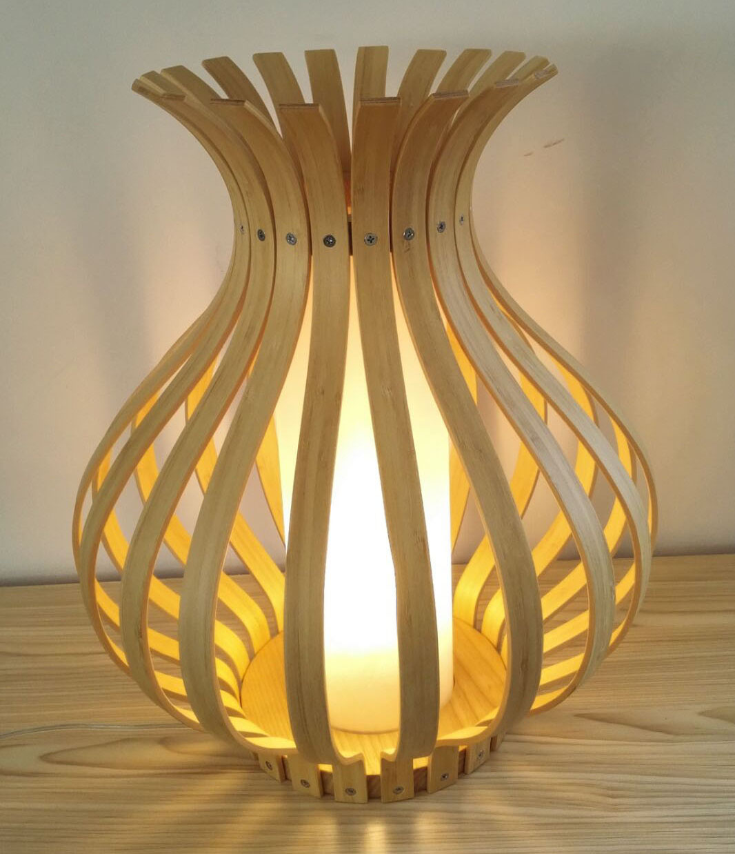 wooden+bamboo table lamp