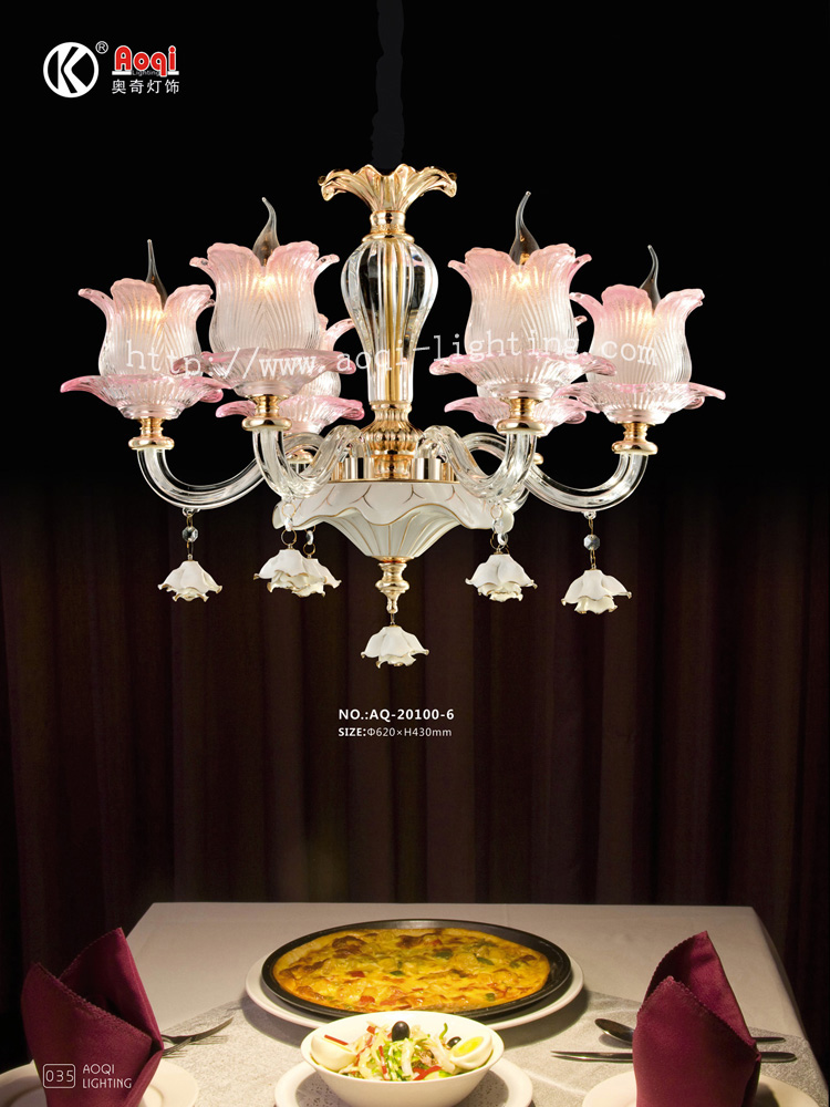 水晶玻璃弯管粉色吊灯：酒店，别墅，工程，浴室/客厅/卧室/书房/餐厅吊灯