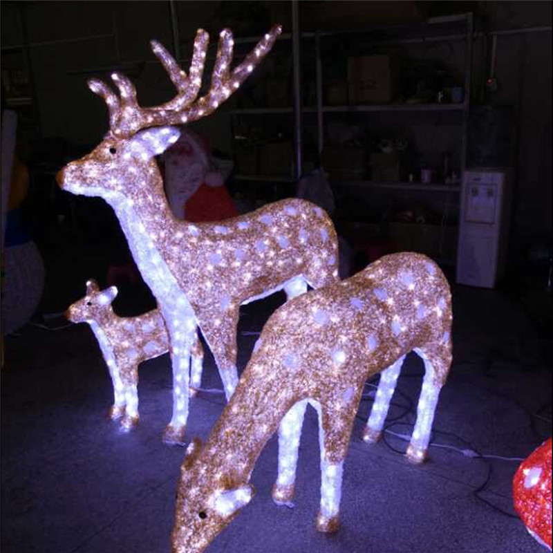 梦幻灯光节 三只梅花鹿造型灯 圣诞美称驯鹿 3D小鹿灯户外防雨 厂家直销 质保两年