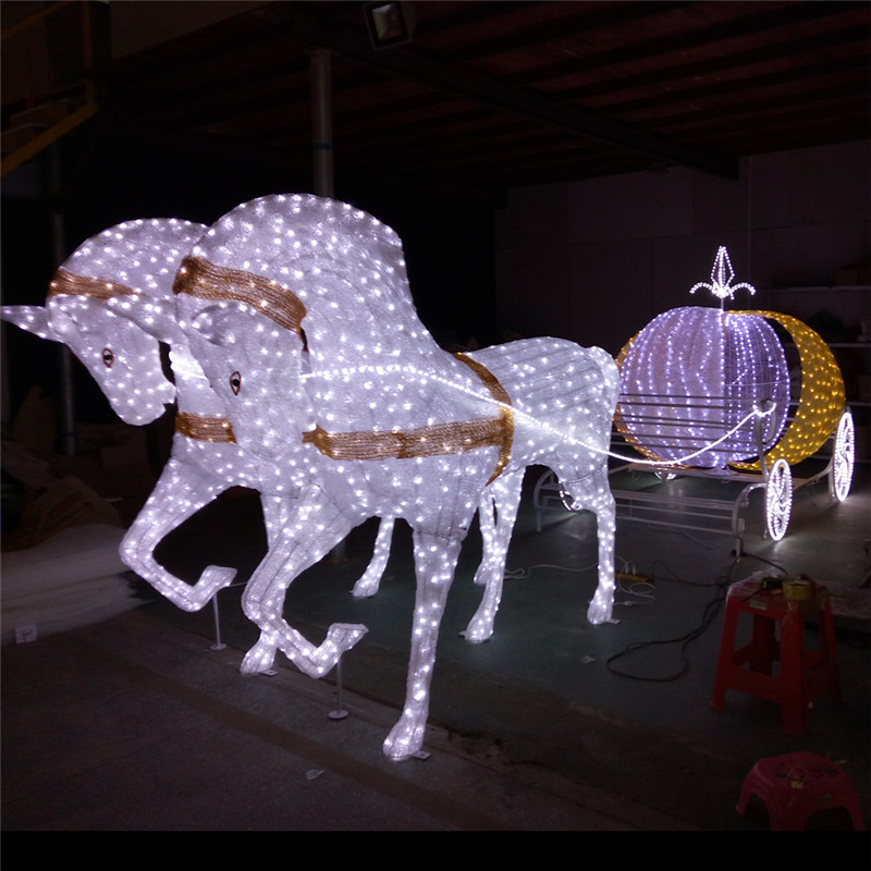 梦幻灯光节 LED造型线 白马拉南瓜车 ABS滴胶立体造型灯圣诞美陈 户外防雨 质保两年