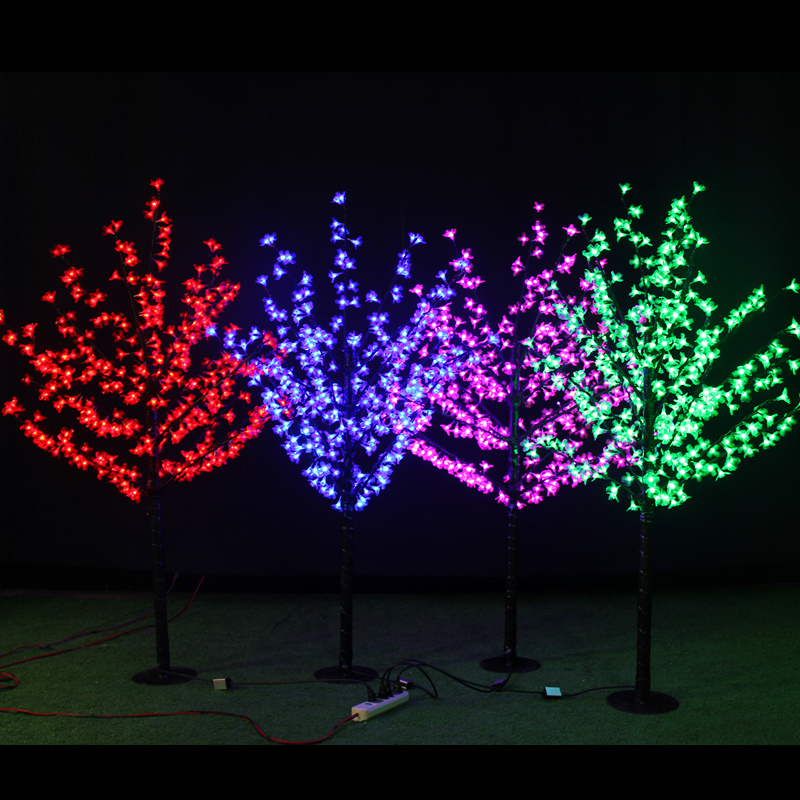 厂家批发LED铁杆樱花树灯高度1.5米粉色户外防水公园工程发光景观