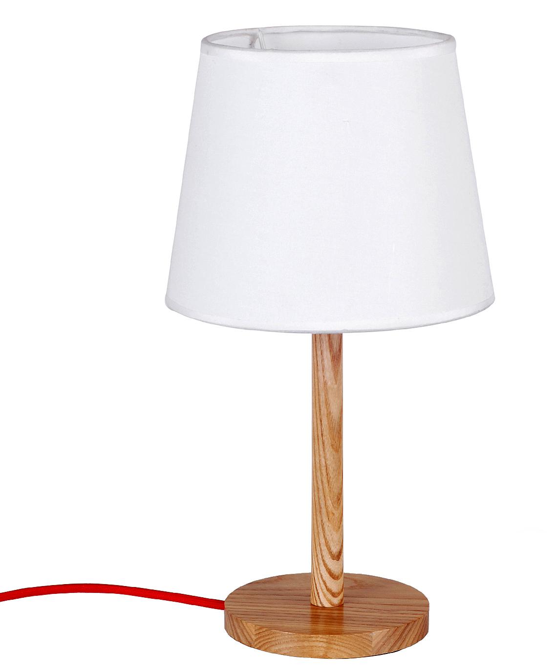Solid wood base fabric shade desk table lamp
