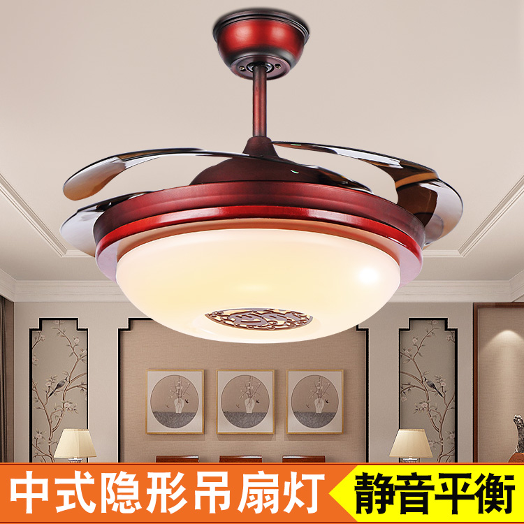 新中式风扇灯三色变光配遥控客厅隐形吊扇灯工厂Y4204