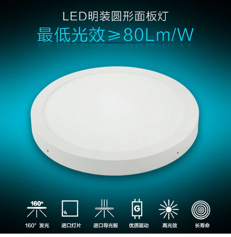 圆形LED明装面板灯300X300
