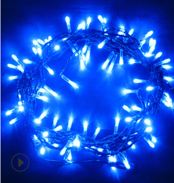 厂家直销10米100灯黑色线蓝色光庭院户外用LED圣诞节灯串