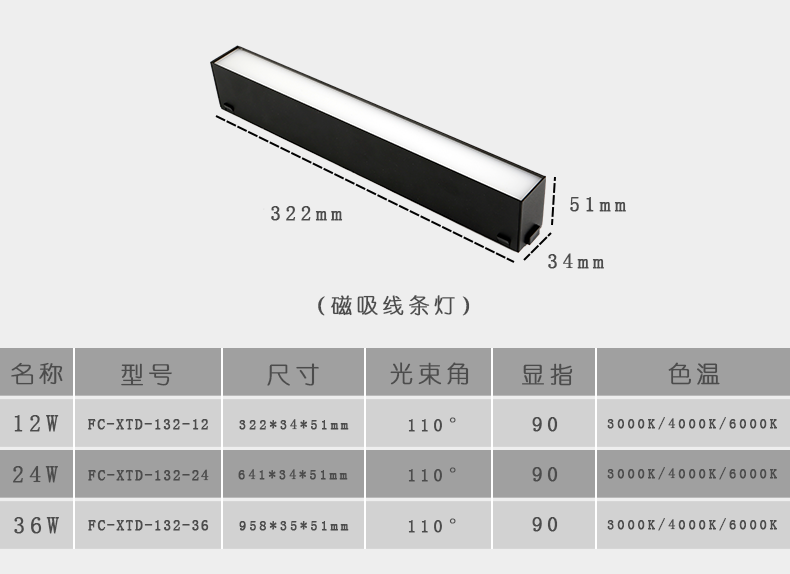 锋磁天下追月磁吸轨道灯嵌入式线条灯室内家装酒店泛光灯厂家直销